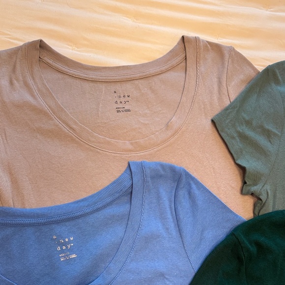 Lot A New Day ribbed tops short long sleeve Women's Assorted Color Tops Set - Picture 2 of 10